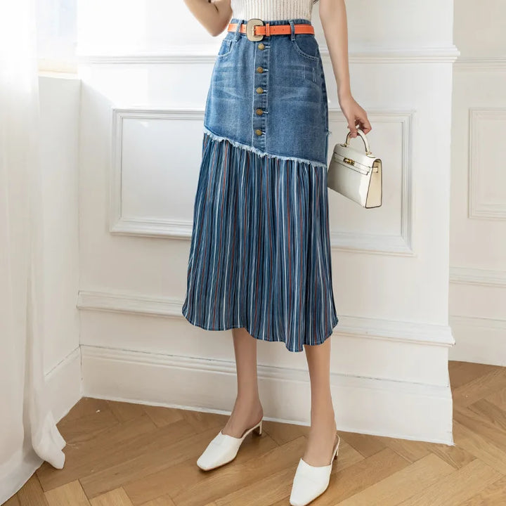 Chic Midi Denim Skirt by