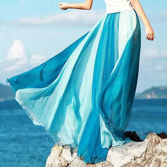 Elegant Chiffon Maxi Skirt in Vibrant Colours
