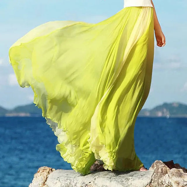 Elegant Chiffon Maxi Skirt in Vibrant Colours