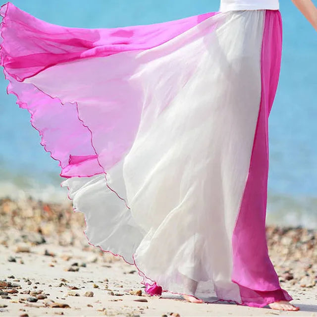 Elegant Chiffon Maxi Skirt in Vibrant Colours