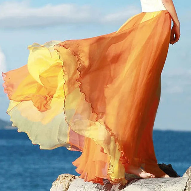 Elegant Chiffon Maxi Skirt in Vibrant Colours