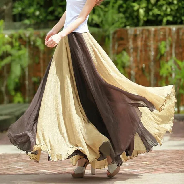 Elegant Chiffon Maxi Skirt in Vibrant Colours