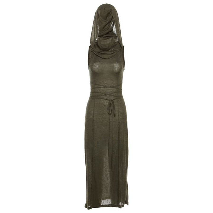 Stylish Sleeveless Maxi Hoodie Dress