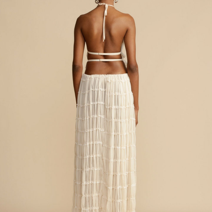 Stylish Halter Neck Top and Matching Skirt Set