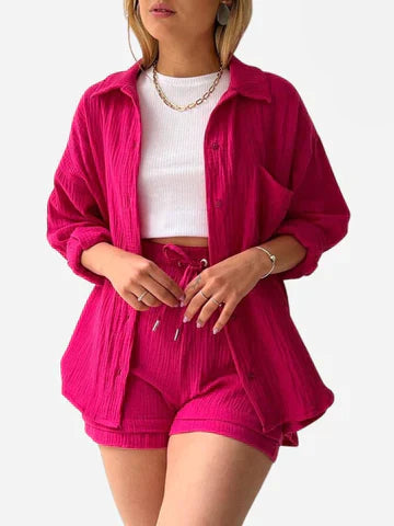 Stylish Women's Cotton Two-Piece Ensemble