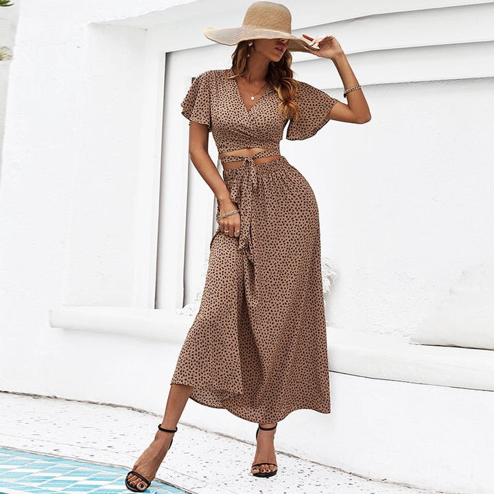 Chic Leopard Print Two-Piece Set