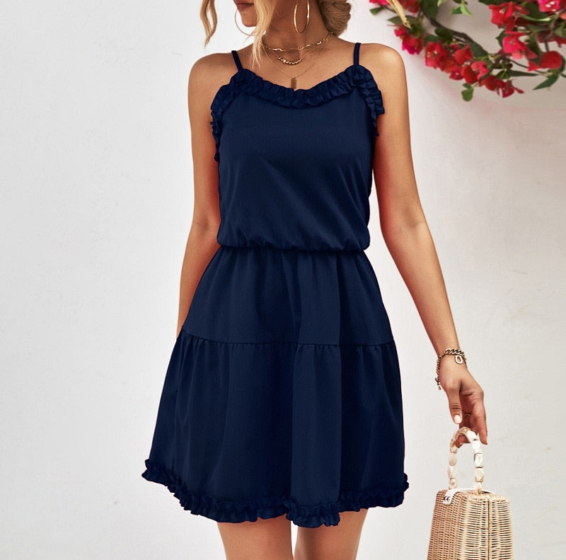 Elegant Ruffled Mini Dress by Ning