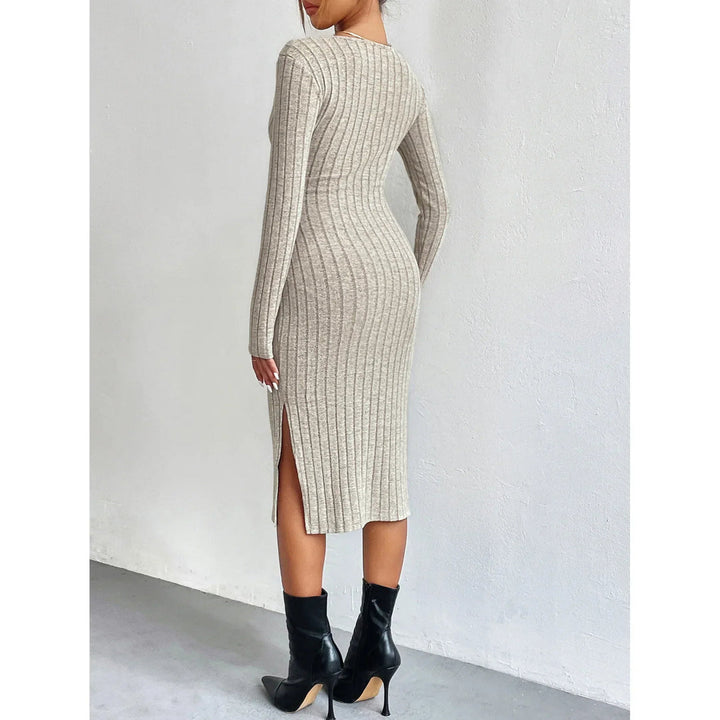 Chic Ribbed Midi Dress for Effortless Elegance