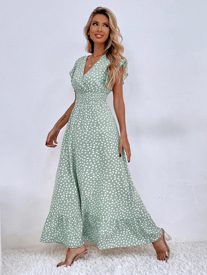 Elegant Maxi Dress Adorned with Chic Dots