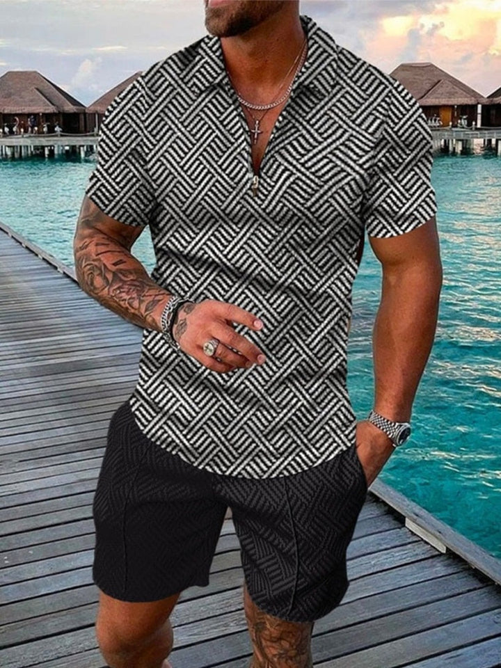 Trendy Streetwear Polo and Shorts Set