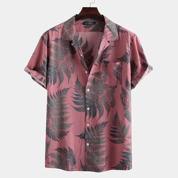 Vibrant Tropical Leaf Print Shirt