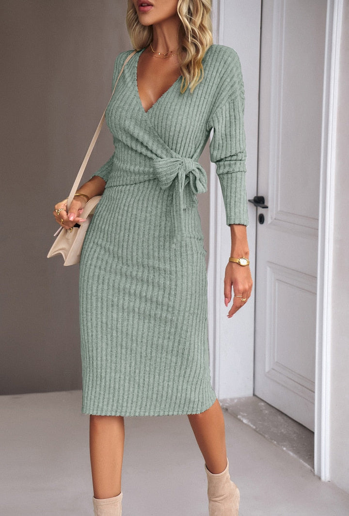 Chic & Sophisticated Wrap Midi Dress