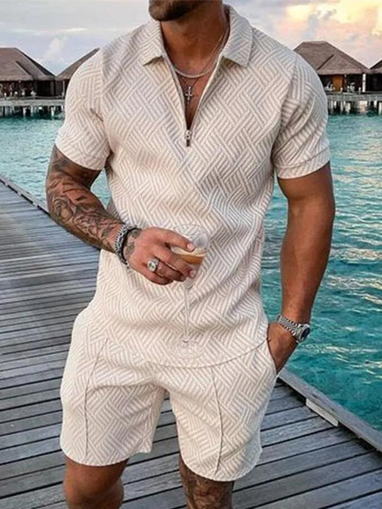 Trendy Streetwear Polo and Shorts Set