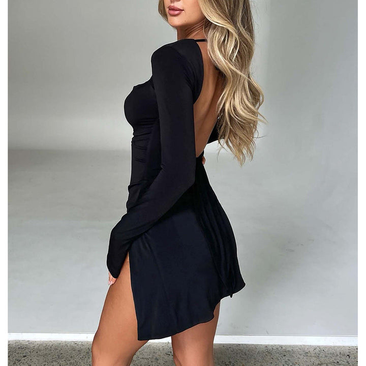 Chic Mini Dress Featuring an Elegant Slit Detail