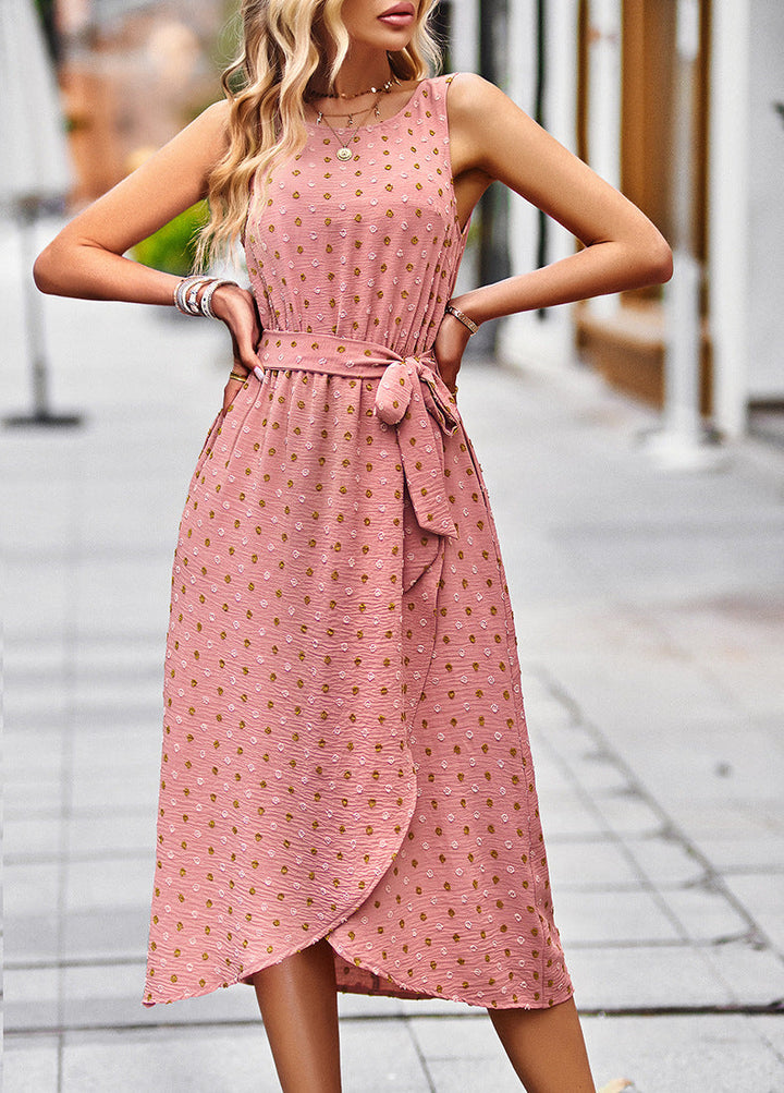 Chic Midi Dress featuring Elegant Dot Print