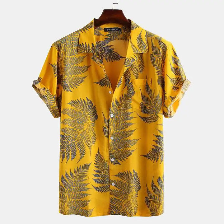 Vibrant Tropical Leaf Print Shirt