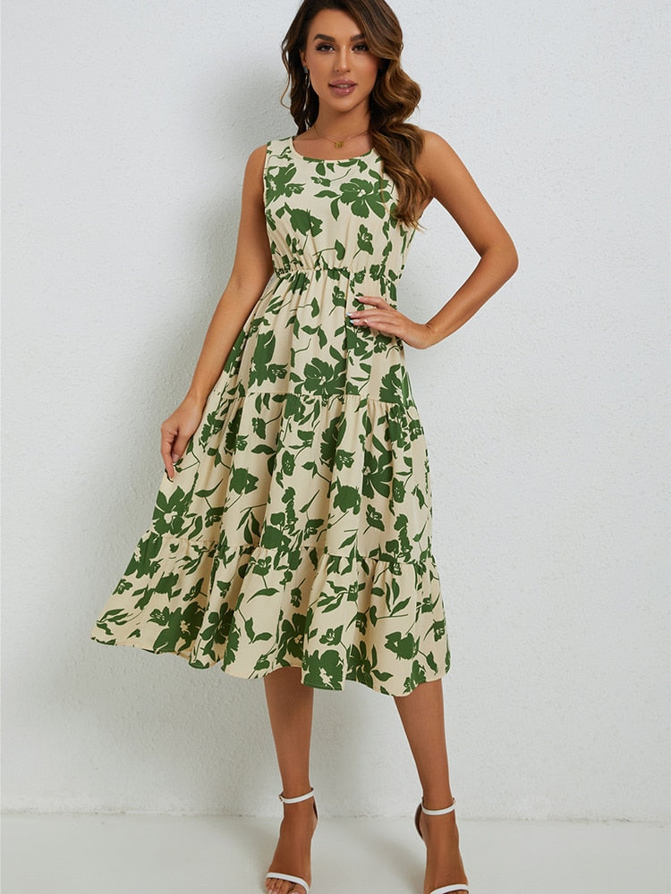 Chic Floral Midi Dress for Effortless Elegance