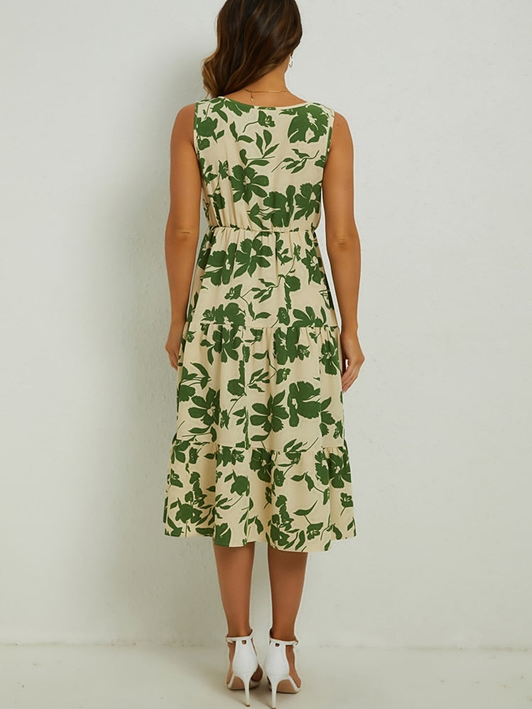 Chic Floral Midi Dress for Effortless Elegance