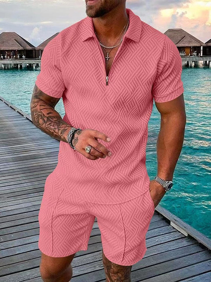 Trendy Streetwear Polo and Shorts Set