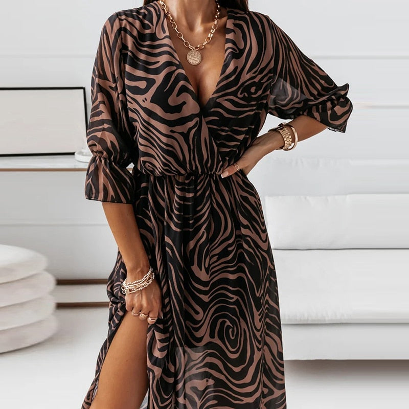 Chic Midi Dress with Alluring Side Slit