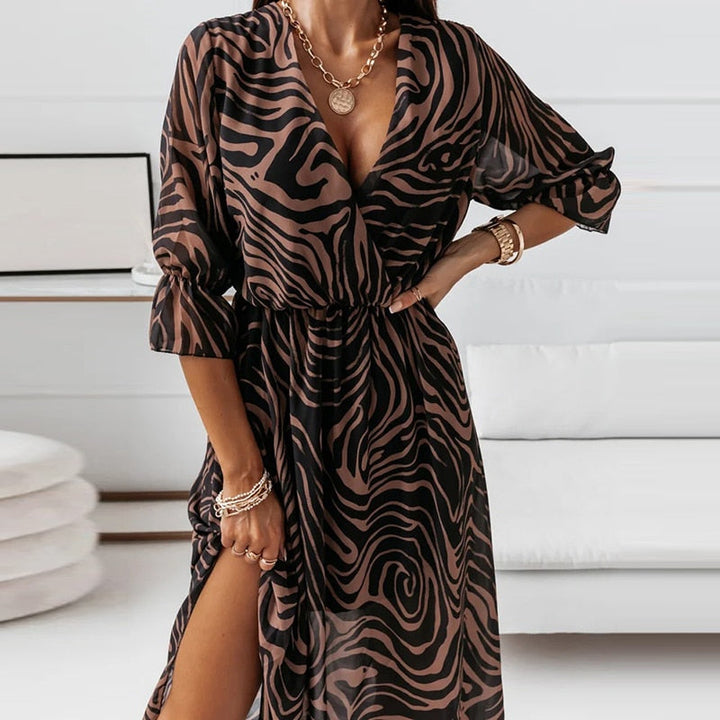 Chic Midi Dress with Alluring Side Slit