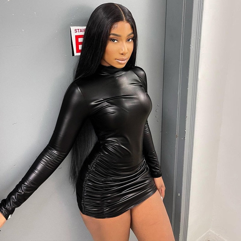 Stylish Leather Mini Dress for a Dazzling Look