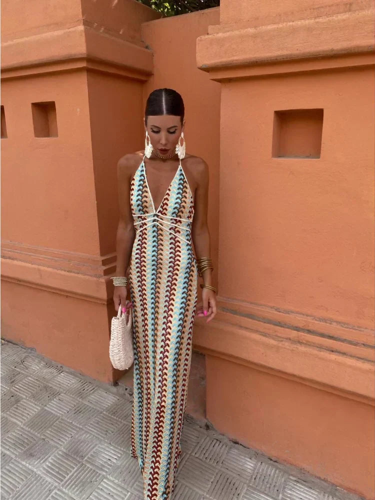 Elegant V-Neck Backless Dress