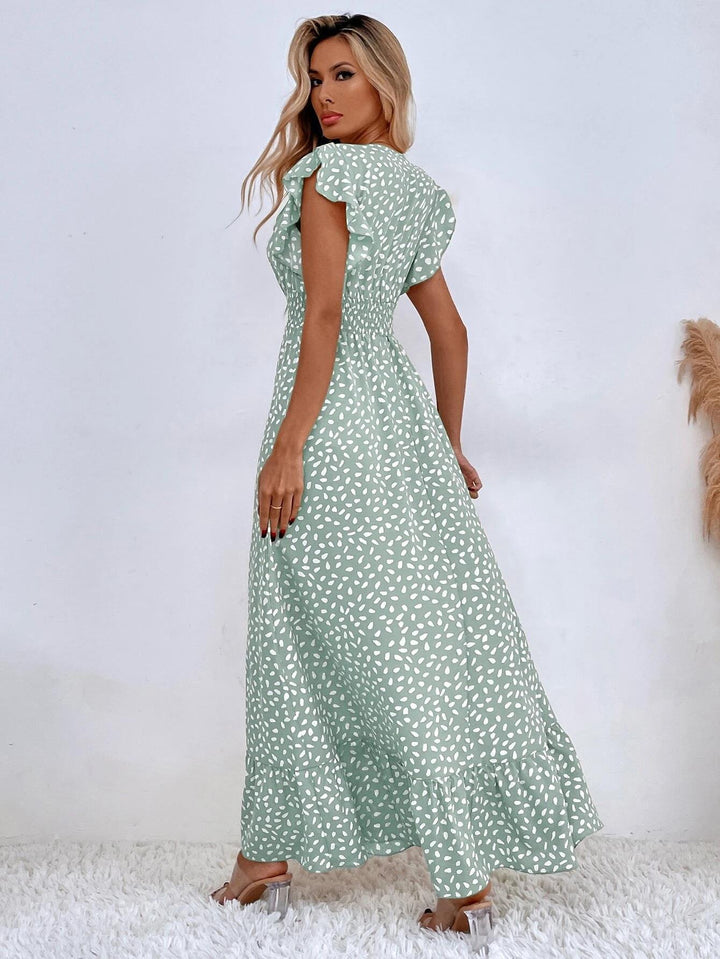 Elegant Maxi Dress Adorned with Chic Dots