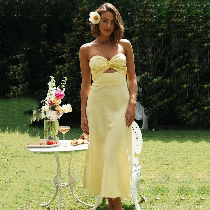 Elegant Strapless Midi Dress for Effortless Style