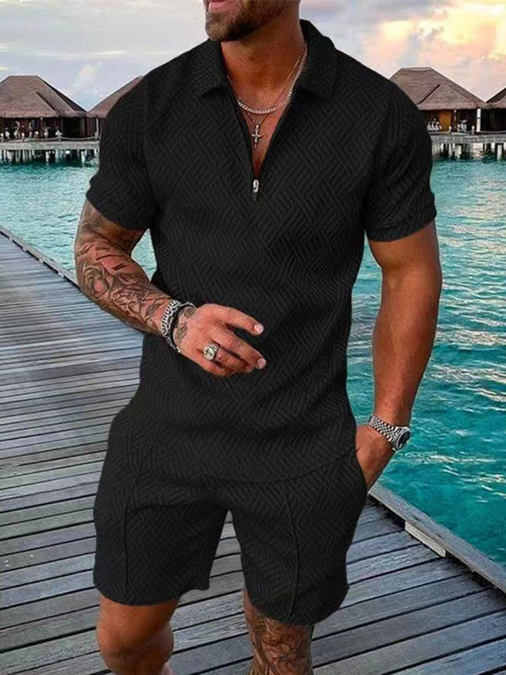 Trendy Streetwear Polo and Shorts Set