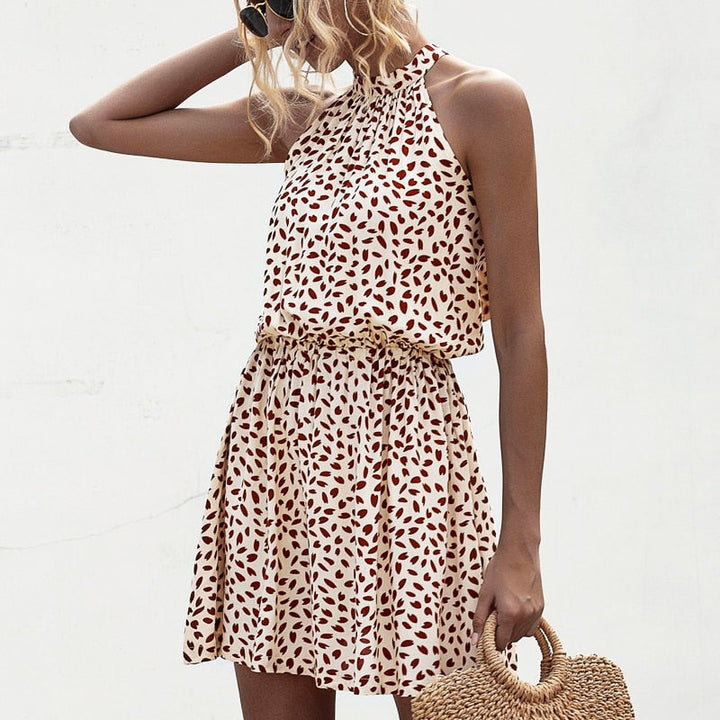 Chic Halter Mini Dress for an Alluring Appearance