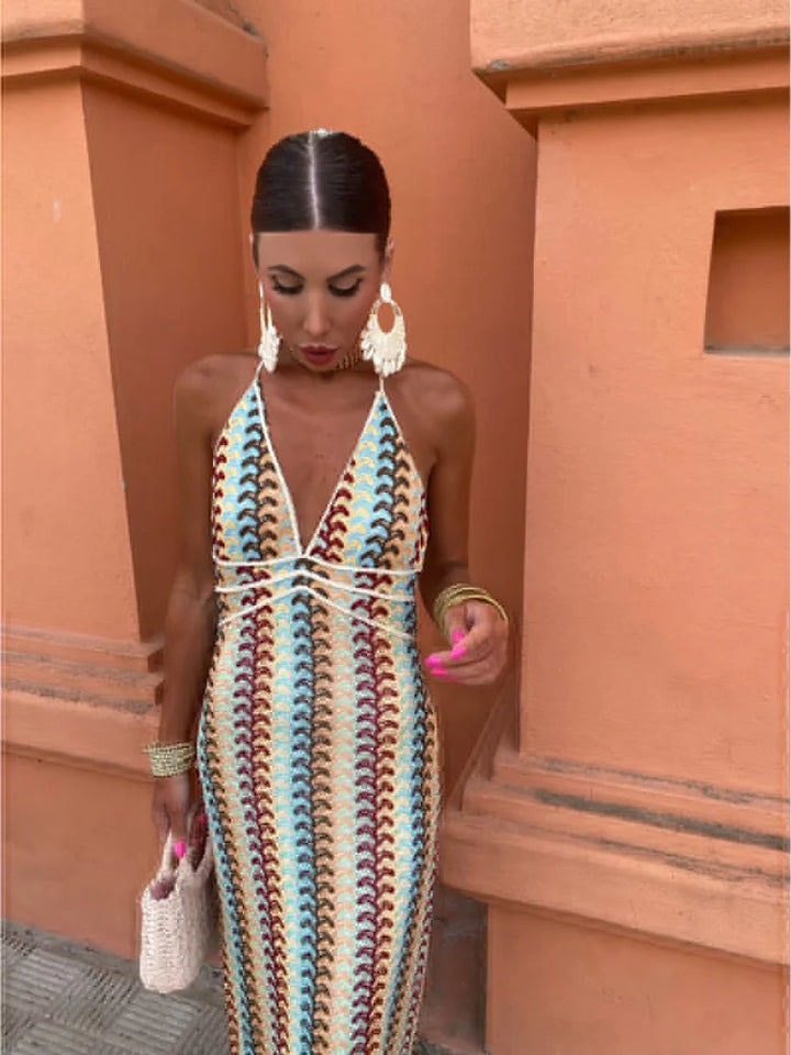 Elegant V-Neck Backless Dress
