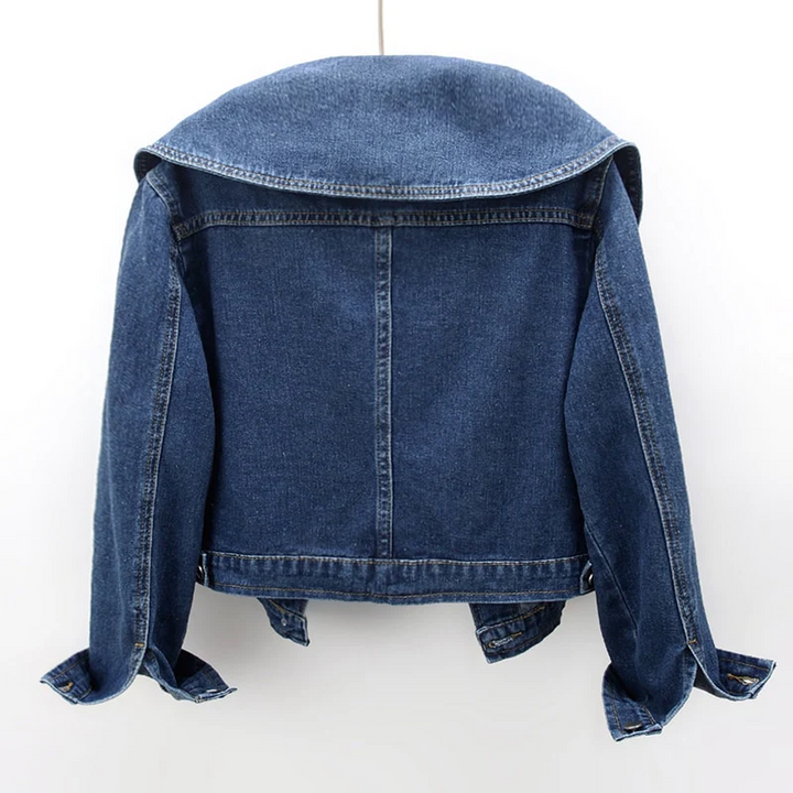 Stylish Oversized Denim Jacket with Chic Collar