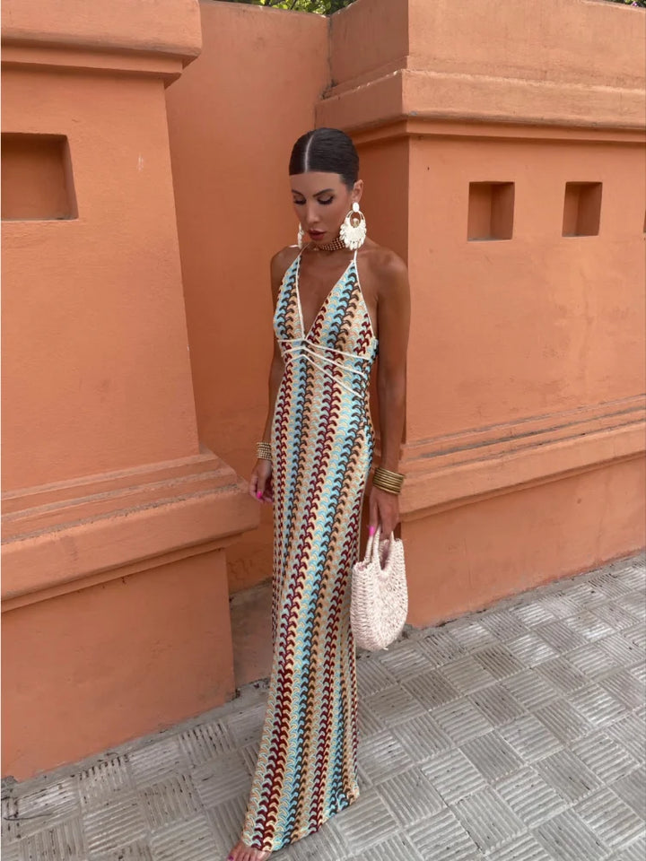 Elegant V-Neck Backless Dress