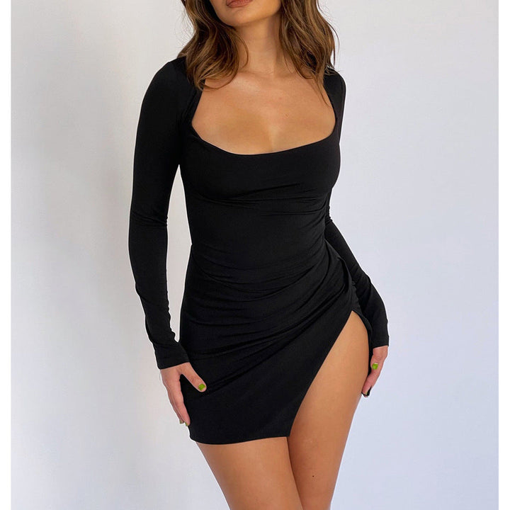 Chic Mini Dress Featuring an Elegant Slit Detail