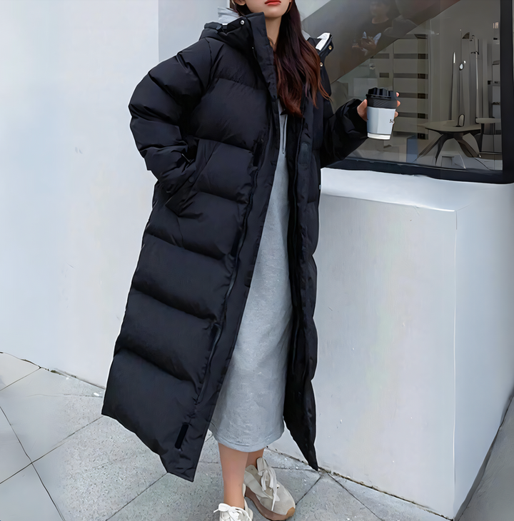 Elegant Rainproof Long Down Jacket for Ultimate Comfort