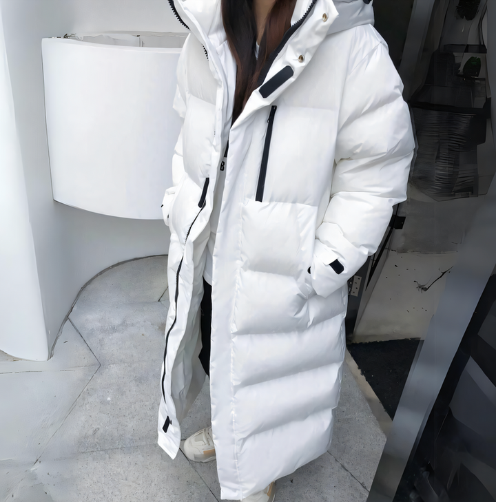 Elegant Rainproof Long Down Jacket for Ultimate Comfort