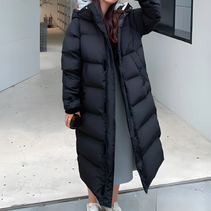 Elegant Rainproof Long Down Jacket for Ultimate Comfort