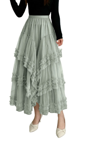 Elegant Long Pleated Skirt for Carnival Celebrations