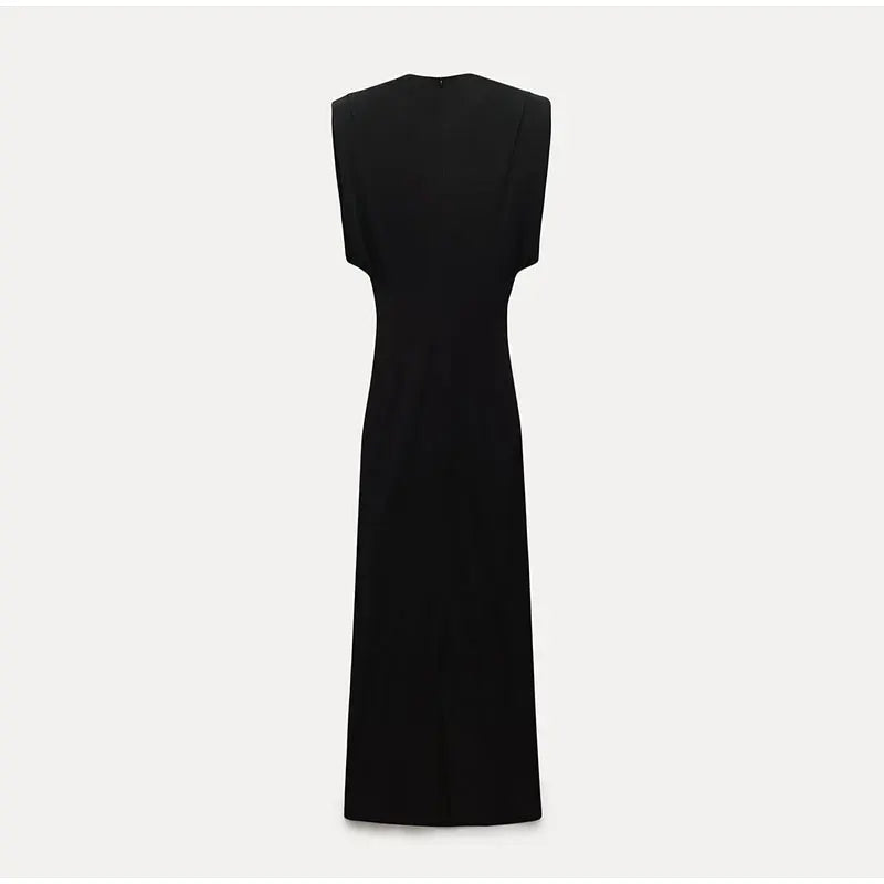 Chic Black Midi Dress with Timeless Elegance