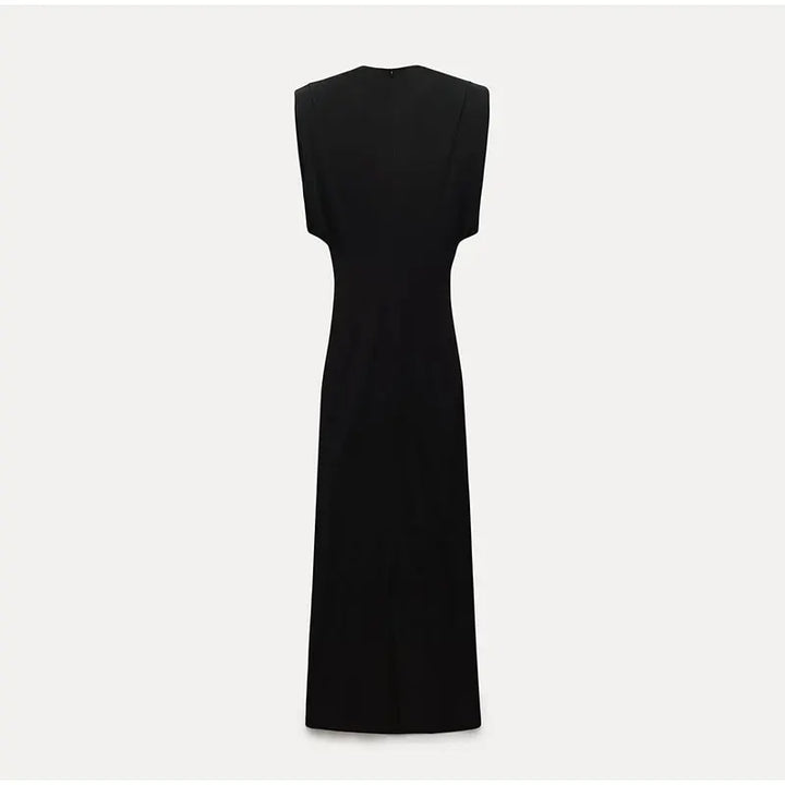 Chic Black Midi Dress with Timeless Elegance