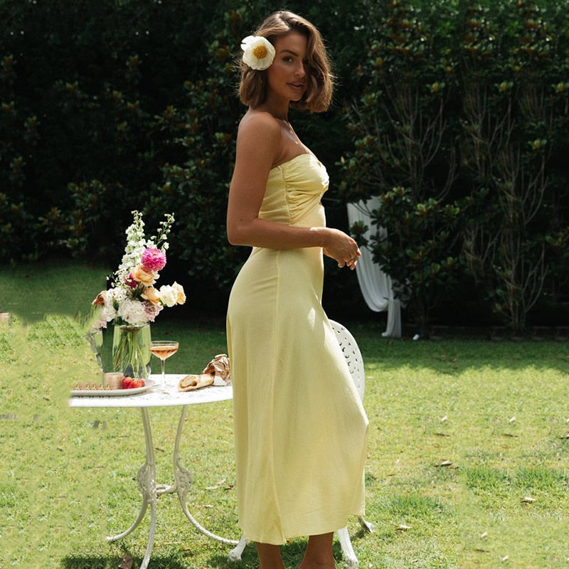 Elegant Strapless Midi Dress for Effortless Style