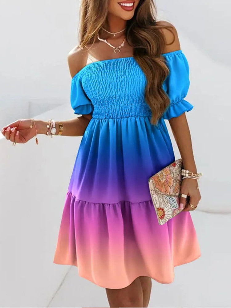 Trendy Gradient Mini Dress for Effortless Style