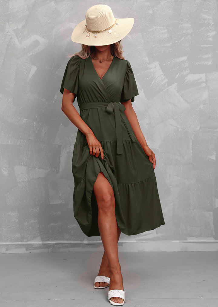 Chic Midi Dress Featuring Exquisite Ruffles