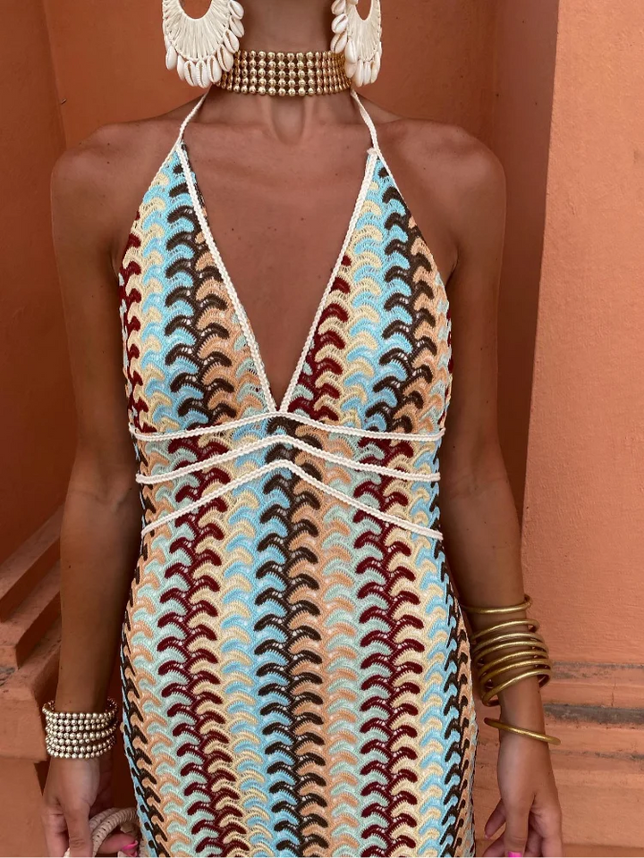 Elegant V-Neck Backless Dress