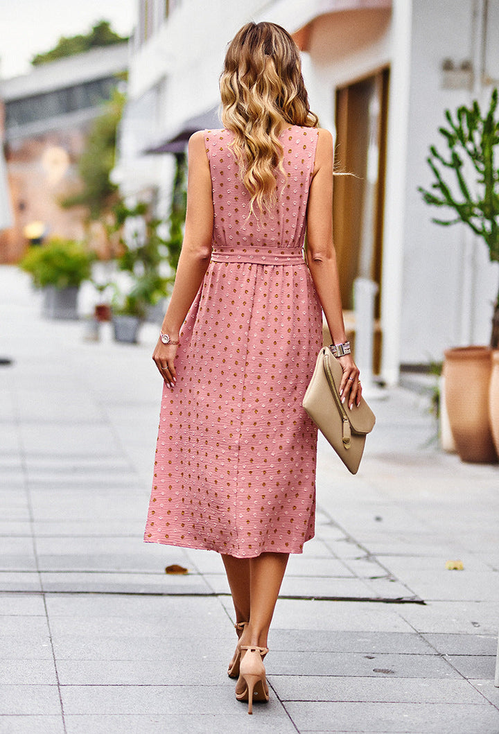 Chic Midi Dress featuring Elegant Dot Print