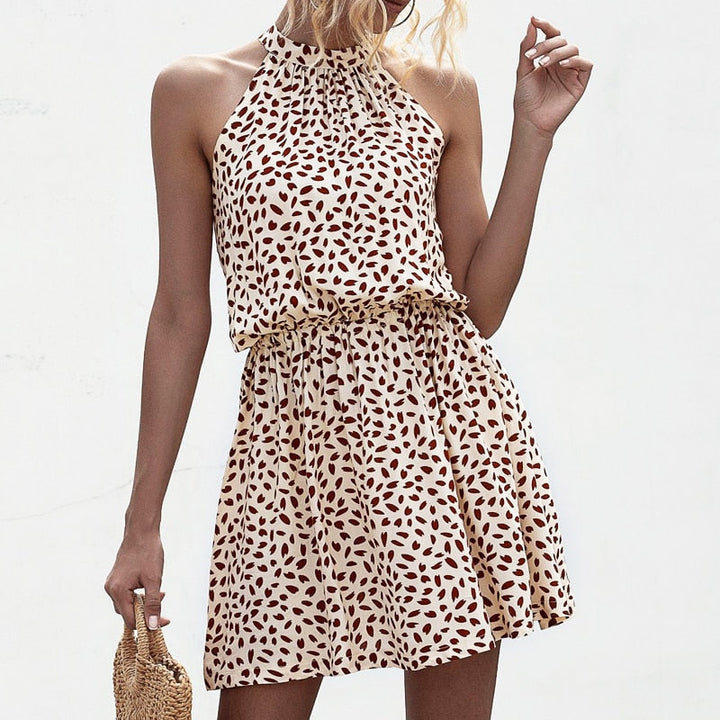 Chic Halter Mini Dress for an Alluring Appearance