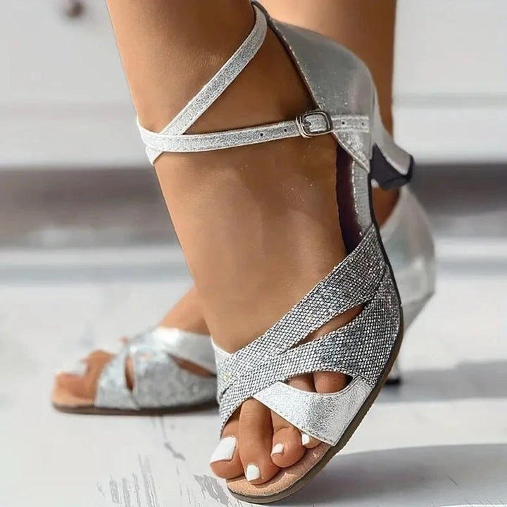 Chic Women's Sandals with Dazzling Glitter Heels