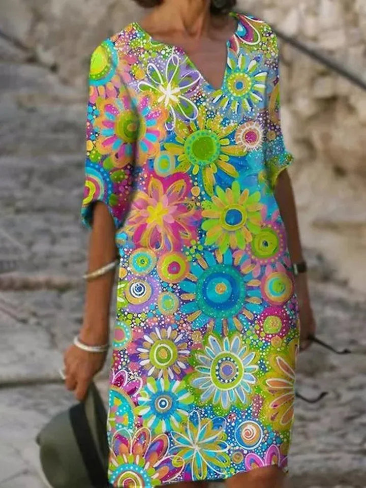 Charming V-Neck Floral Dress