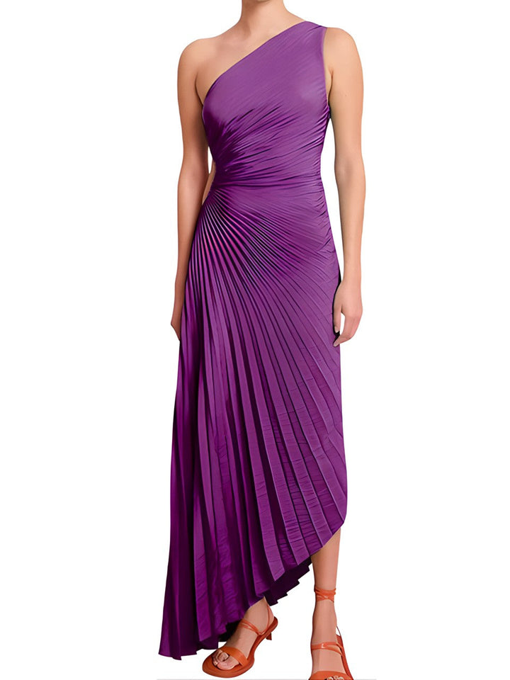 Stunning Pleated One-Shoulder Dress